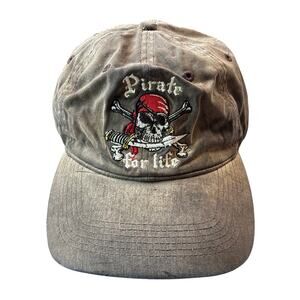 Pirate for life acid washed adjustable hat pirateheads by flappin flags cotton